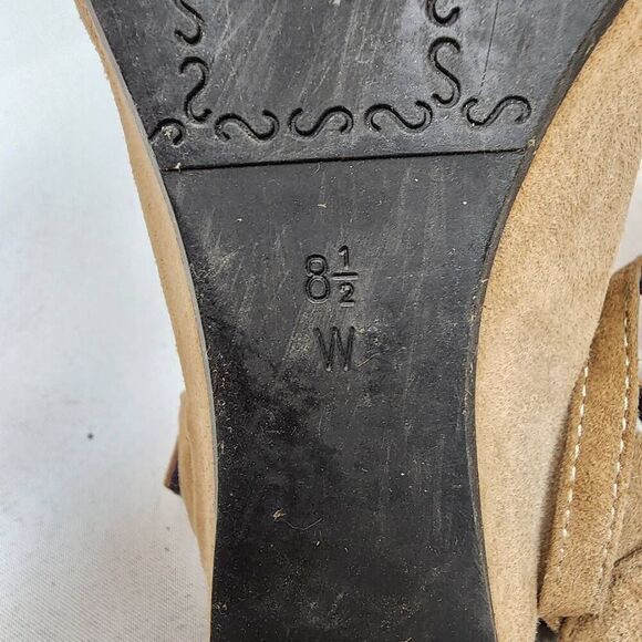 Vaneli Women's 8.5 Wide Perforated Brown Suade Sandals Peep Toe Ankle-Strap - Picture 8 of 9